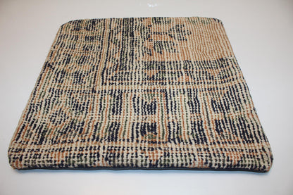 Neutral Beige Black Boho Cushion, Anatolian Pattern Decorative Pillow (16x16 in)