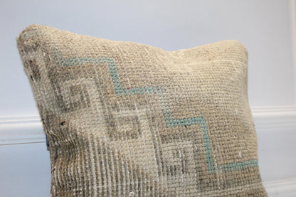 Muted Olive Beige Cushion, Subtle Geometric Texture, Minimal Earth Tone Decor(16x16 in)