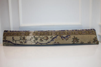 Floral Kilim Cushion in Earthy Neutrals, Antique Style Long Pillow