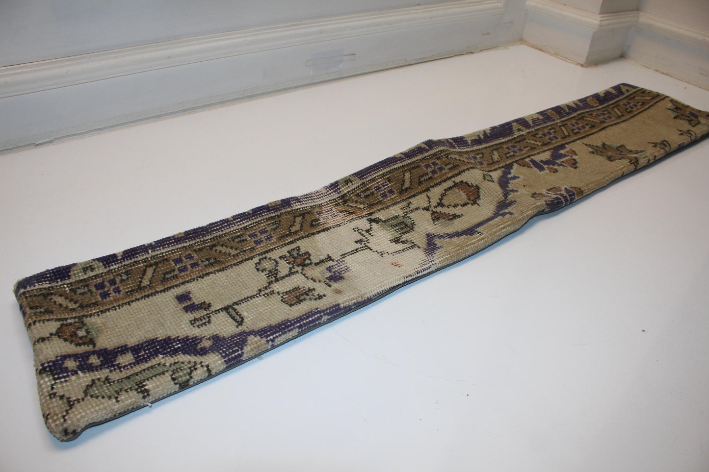 Floral Kilim Cushion in Earthy Neutrals, Antique Style Long Pillow