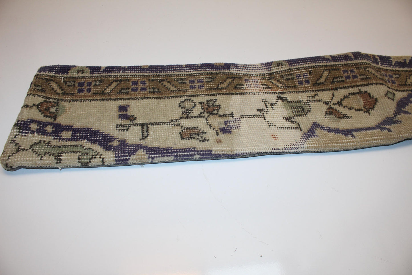 Floral Kilim Cushion in Earthy Neutrals, Antique Style Long Pillow