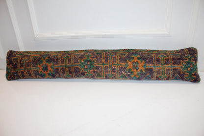 Green Orange Purple Boho Bench Cushion, Handwoven Anatolian Rug Pillow
