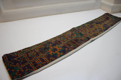 Green Orange Purple Boho Bench Cushion, Handwoven Anatolian Rug Pillow