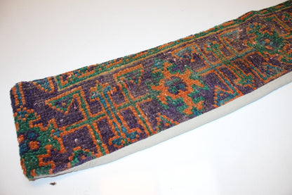 Green Orange Purple Boho Bench Cushion, Handwoven Anatolian Rug Pillow