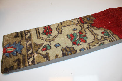 Red Center Boho Bench Cushion, Handwoven Anatolian Rug Pillow