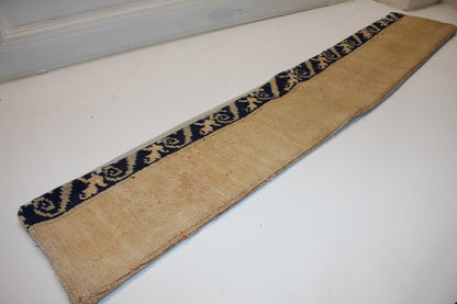 Beige Black Minimal Boho Bench Cushion, Handwoven Anatolian Rug Pillow