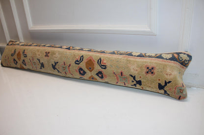 Beige Pastel Tribal Boho Bench Cushion, Handwoven Anatolian Rug Pillow