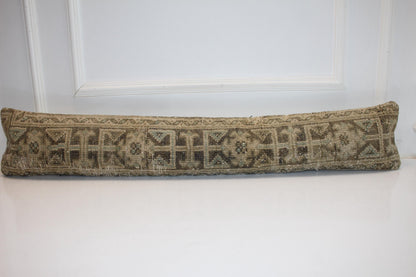 Faded Olive Beige Boho Bench Cushion, Handwoven Anatolian Rug Pillow