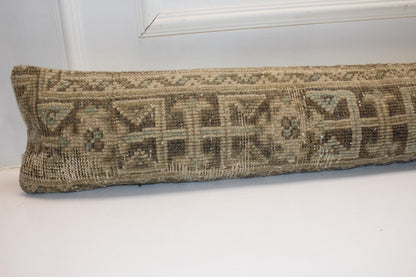 Faded Olive Beige Boho Bench Cushion, Handwoven Anatolian Rug Pillow