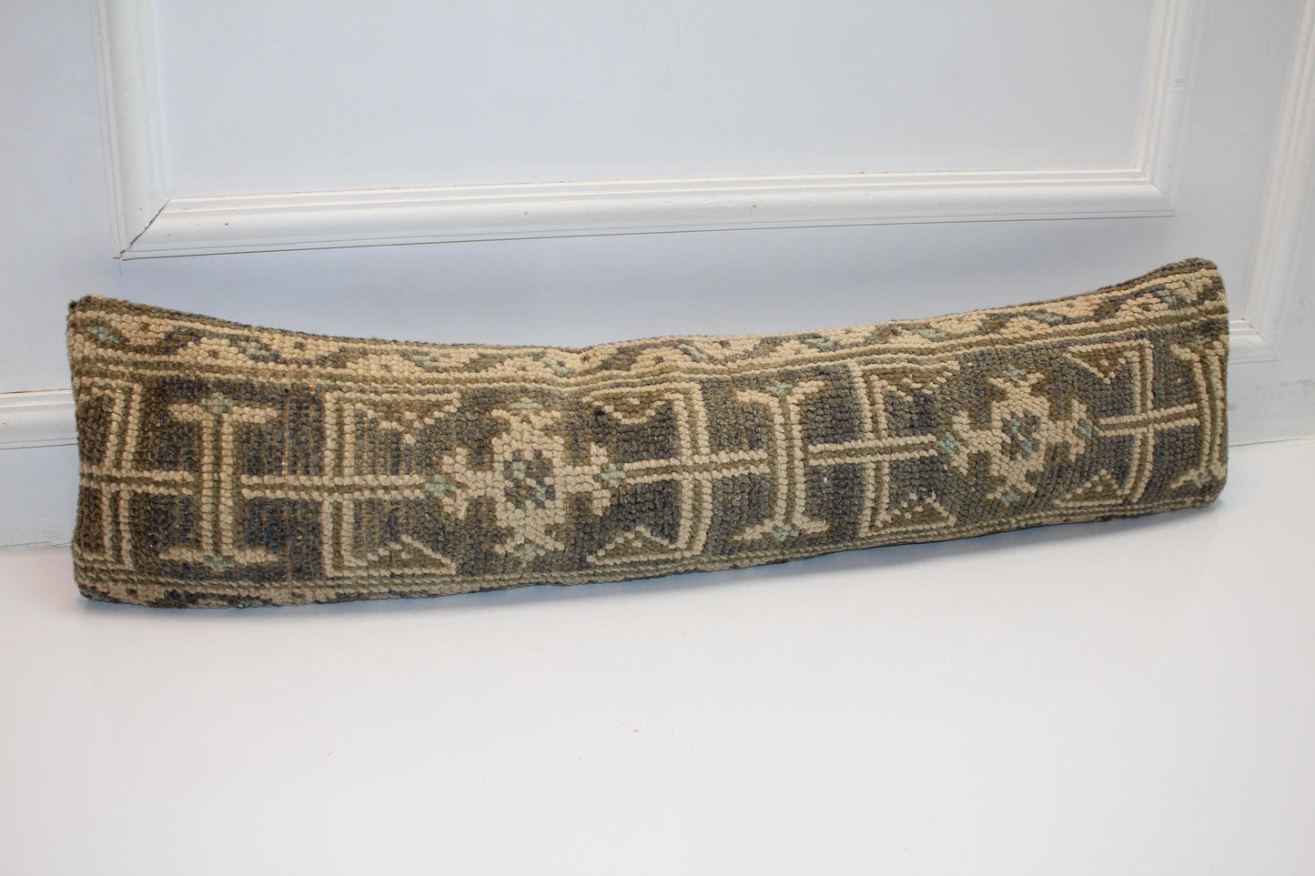Geometric Neutral Long Cushion, Handmade Boho Bench Pillow, Rustic Farmhouse Decor