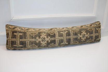 Geometric Neutral Long Cushion, Handmade Boho Bench Pillow, Rustic Farmhouse Decor