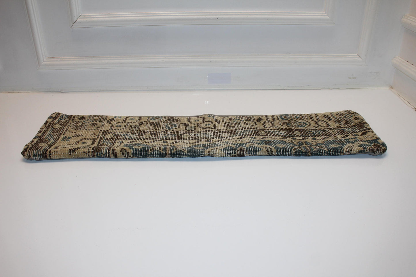 Earthy Geometric Long Cushion, Antique Textile Bench Pillow, Collected Neutral Home Decor