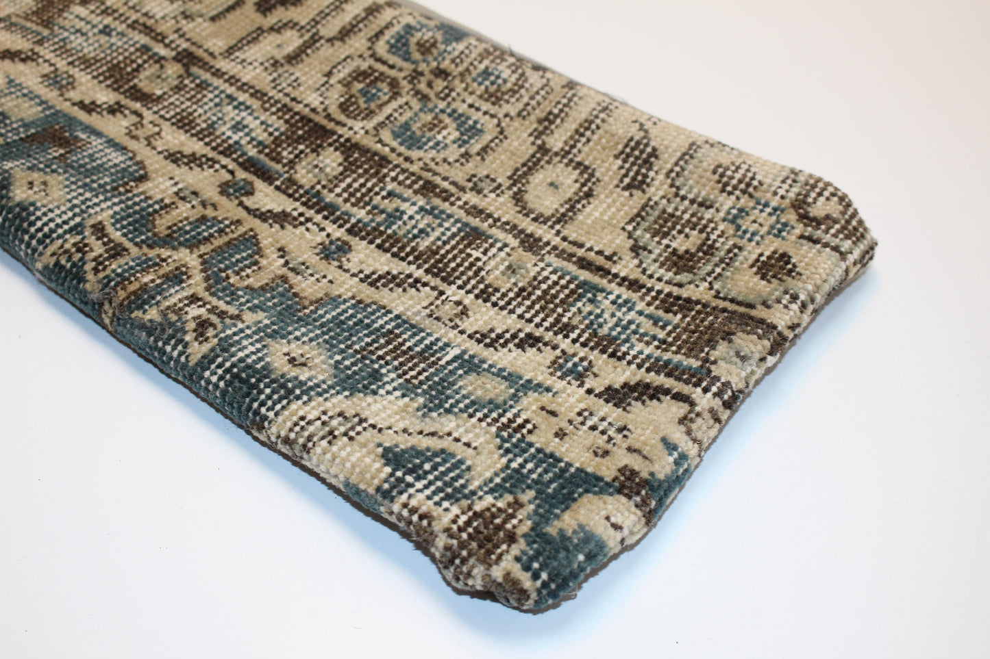 Earthy Geometric Long Cushion, Antique Textile Bench Pillow, Collected Neutral Home Decor