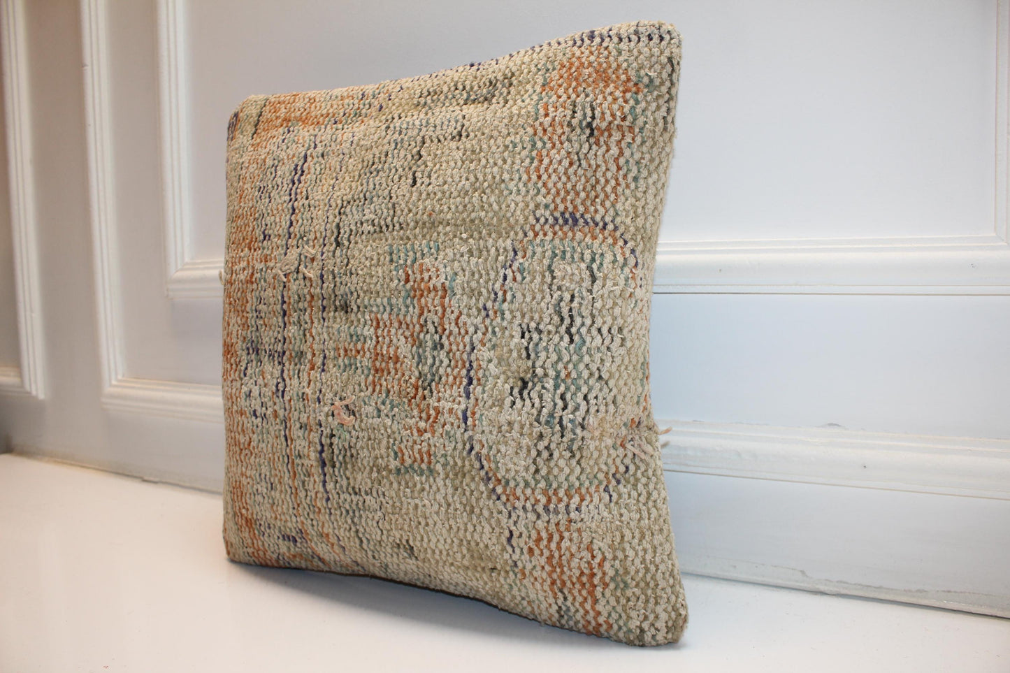Neutral Boho Cushion, Soft Earth Tone Woven Accent Pillow, Minimal Rustic Decor(16x16 in)