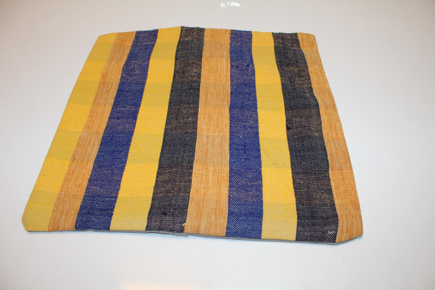 Wide Stripe Boho Cushion, Handwoven Coastal Accent Pillow, Modern Rustic Home Decor(16x16 in)