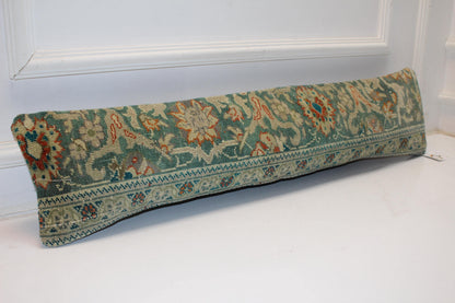Green Floral Cushion, Artful Boho Bench Pillow, Heirloom Textile Decor
