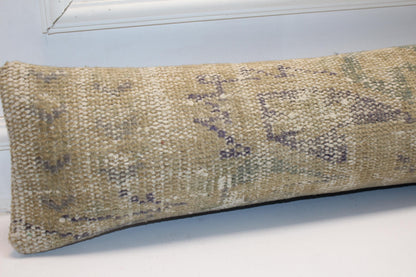 Neutral Earth Tone Cushion, Minimal Rustic Bench Pillow, Aged Textile Look