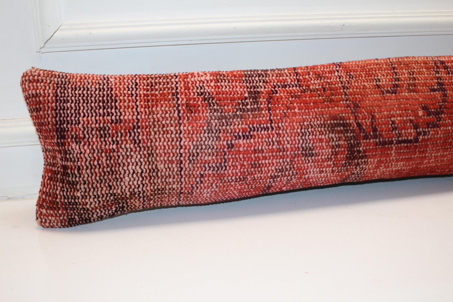 Red Rust Cushion, Bold Textured Bench Pillow, Statement Boho Decor