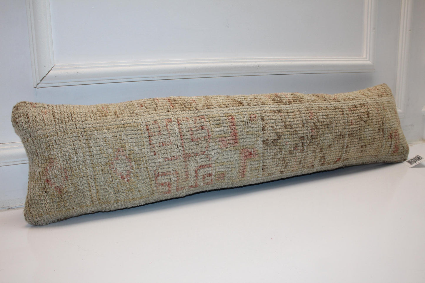 Neutral Boho Cushion Cover, Long Bench Pillow, One of a Kind Decor