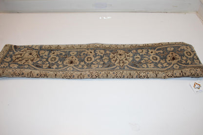 Blue Beige Boho Cushion Cover, Long Bench Pillow, One of a Kind Decor