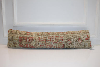 Soft Red Neutral Bench Cushion, Aged Tribal Rug Pillow