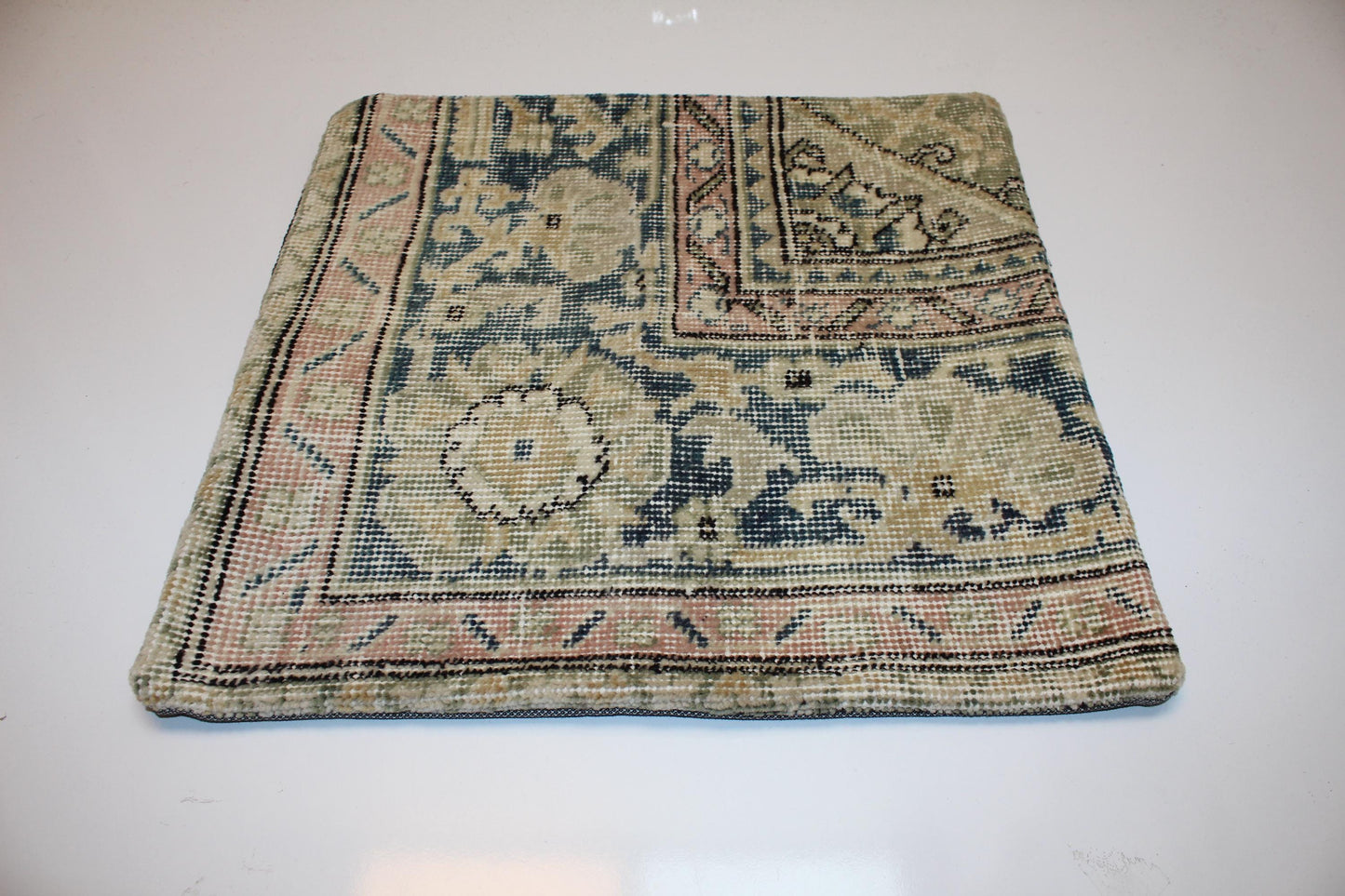 Faded Anatolian Pattern Cushion, Muted Pastel Textile Accent for Elegant Interiors 18x18 inch