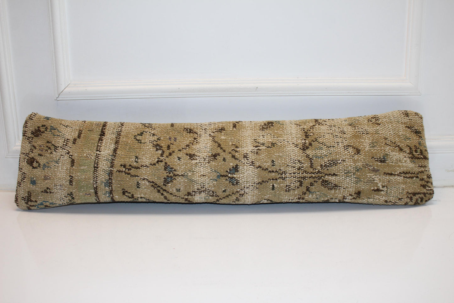 Neutral Beige Tan Brown, Rustic Boho Long Cushion, Handmade Rug Pillow