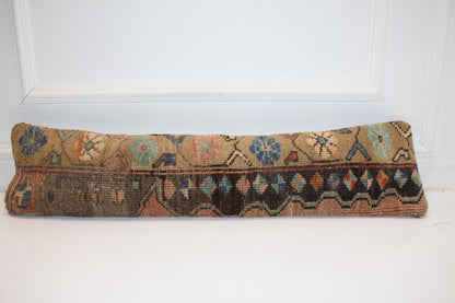 Tribal Motif Earth Tone Rug Cushion, Colorful Boho Long Sofa Pillow