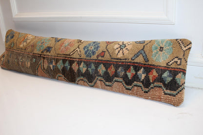 Tribal Motif Earth Tone Rug Cushion, Colorful Boho Long Sofa Pillow