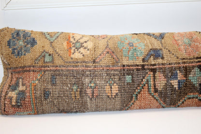 Tribal Motif Earth Tone Rug Cushion, Colorful Boho Long Sofa Pillow