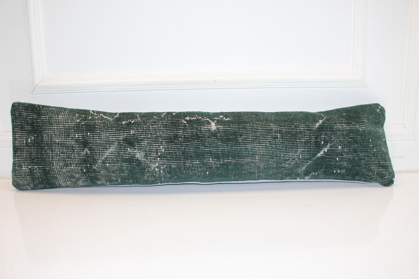 Solid Emerald Green Rug Cushion, Minimal Long Bench Sofa Pillow