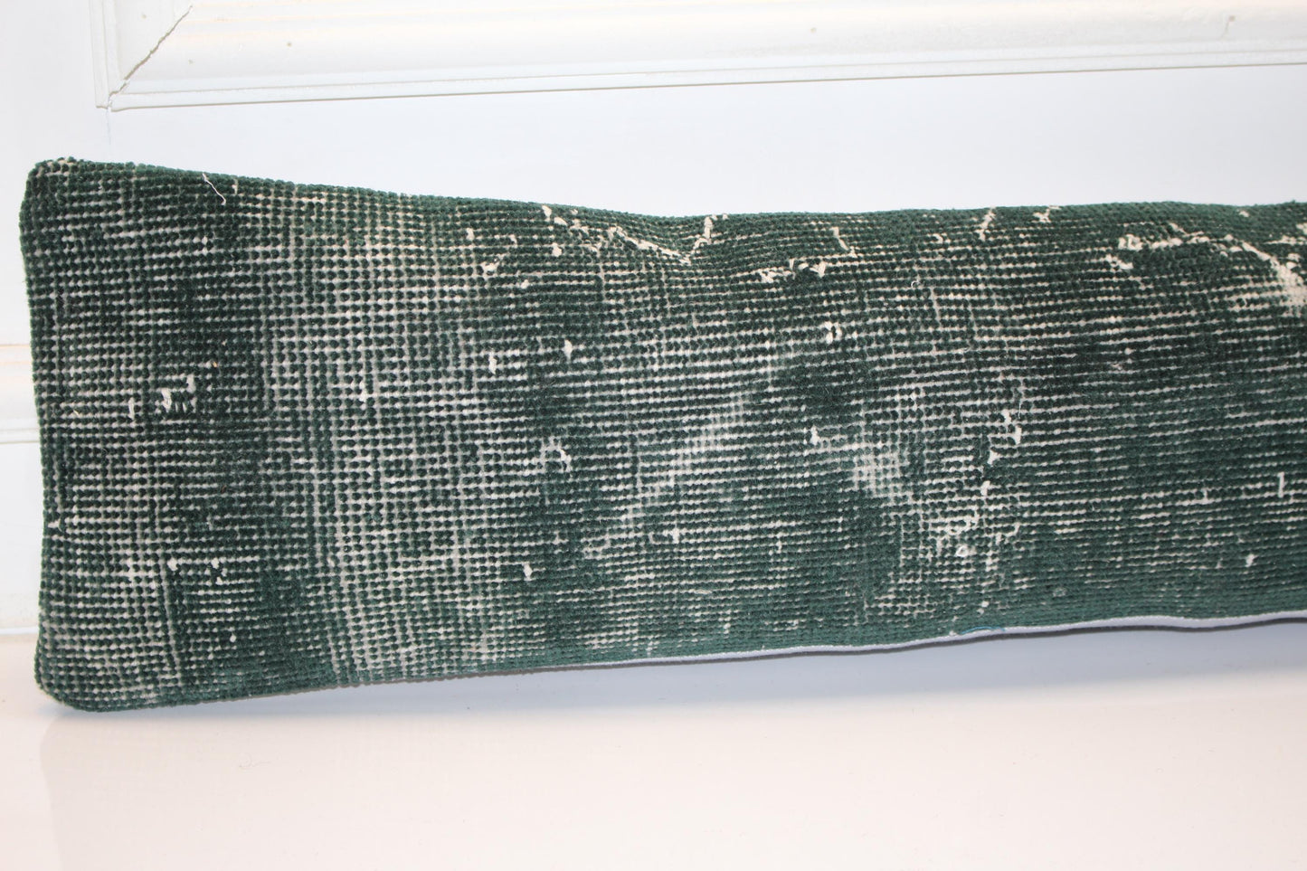 Solid Emerald Green Rug Cushion, Minimal Long Bench Sofa Pillow