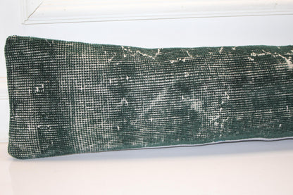 Solid Emerald Green Rug Cushion, Minimal Long Bench Sofa Pillow