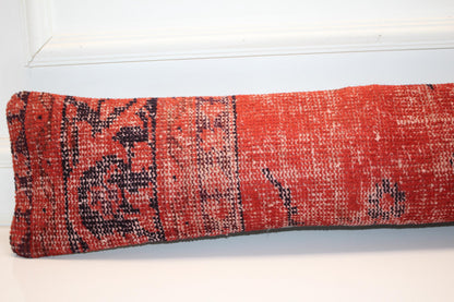 Bold Red Rustic Rug Cushion, Statement Long Sofa Bench Pillow