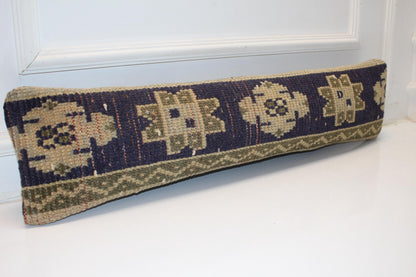 Navy Blue Tribal Rug Cushion, Ethnic Pattern Long Bench Sofa Pillow