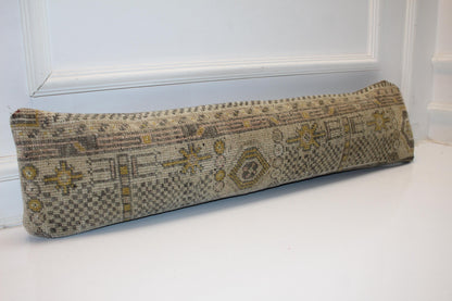 Soft Gray Beige Tribal Rug Cushion, Minimal Neutral Long Sofa Pillow