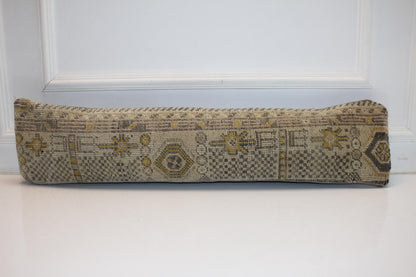 Soft Gray Beige Tribal Rug Cushion, Minimal Neutral Long Sofa Pillow