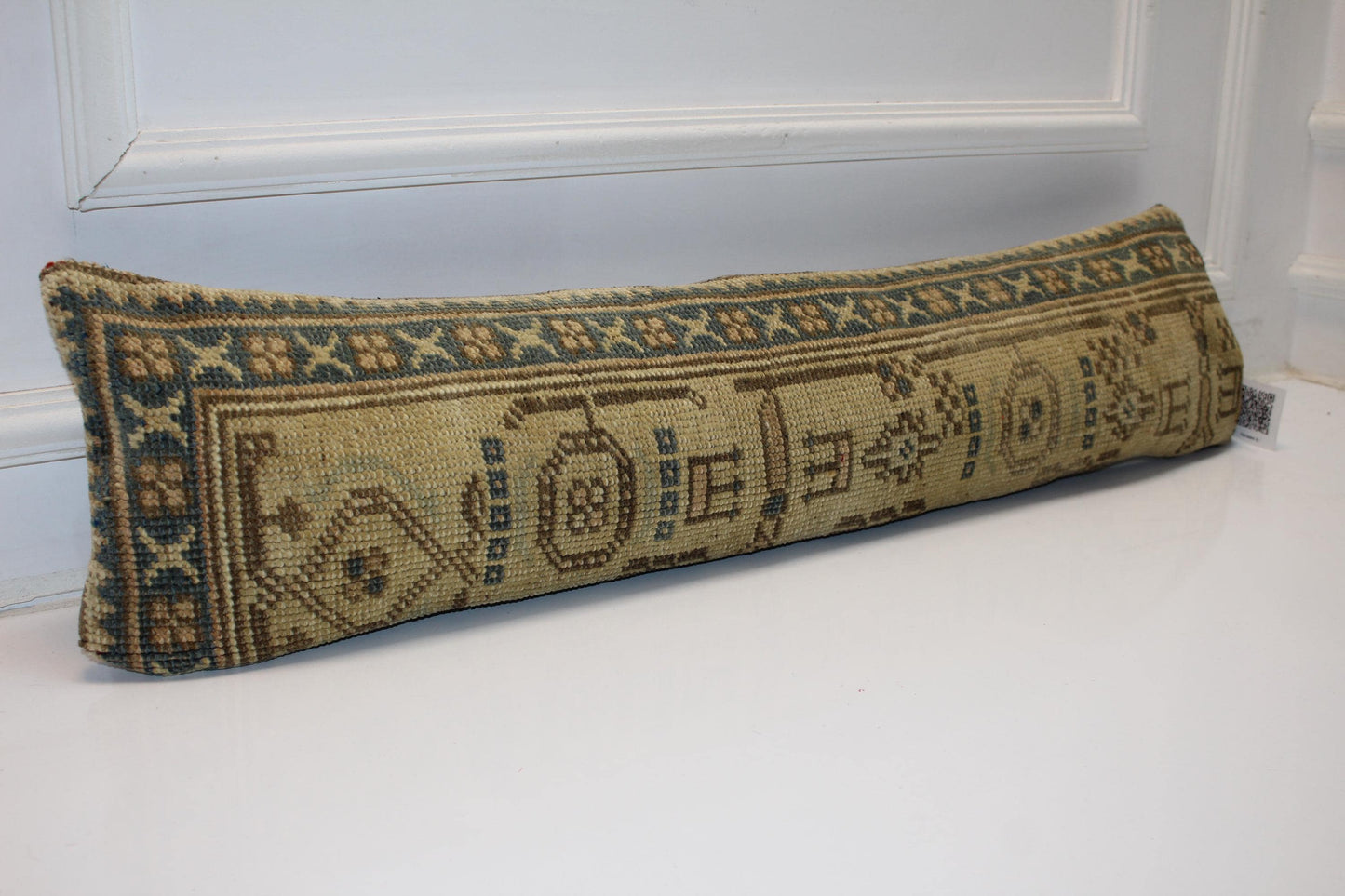 Earthy Beige Geometric Rug Cushion, Classic Tribal Long Sofa Pillow