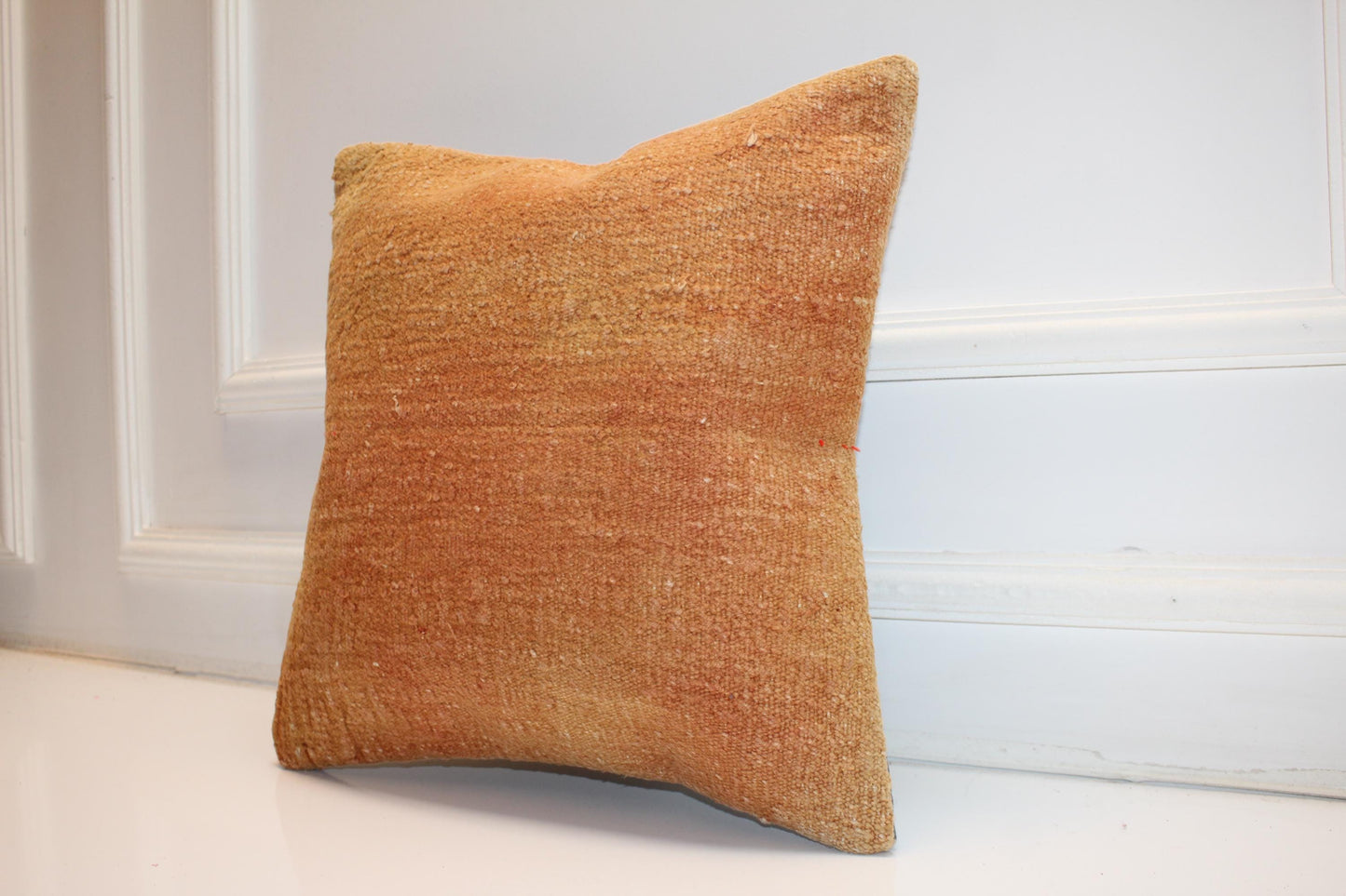 Handwoven Kilim Pillow Cover, Earth Tone Turkish Rug Cushion (16x16 in)