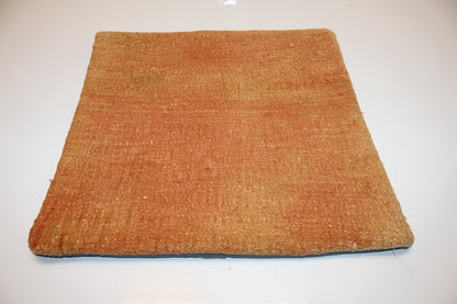 Handwoven Kilim Pillow Cover, Earth Tone Turkish Rug Cushion (16x16 in)