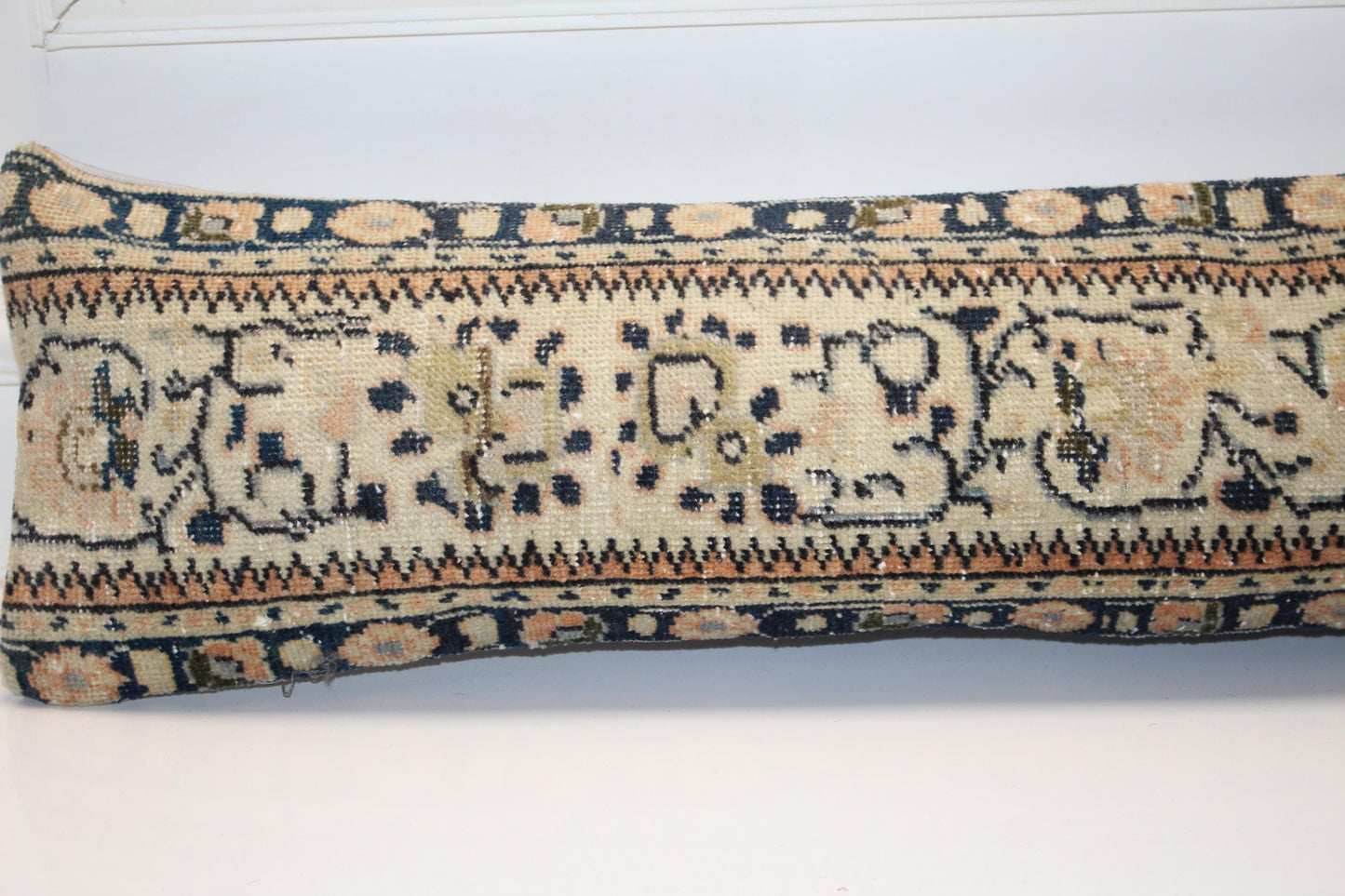 Antique Anatolian Kilim Cushion, Neutral Boho Sofa Bench Pillow