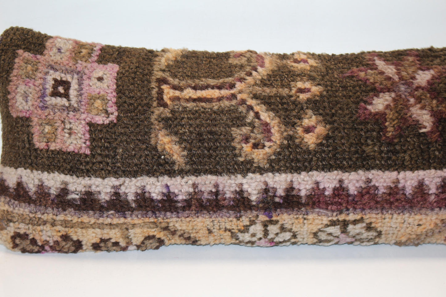 Handmade Anatolian Kilim Cushion, Earth Tone Boho Sofa Bench Pillow