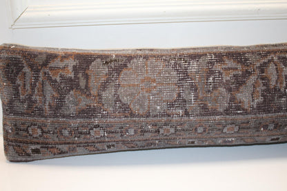 Muted Brown Anatolian Kilim Cushion, Moody Boho Sofa Bench Decor