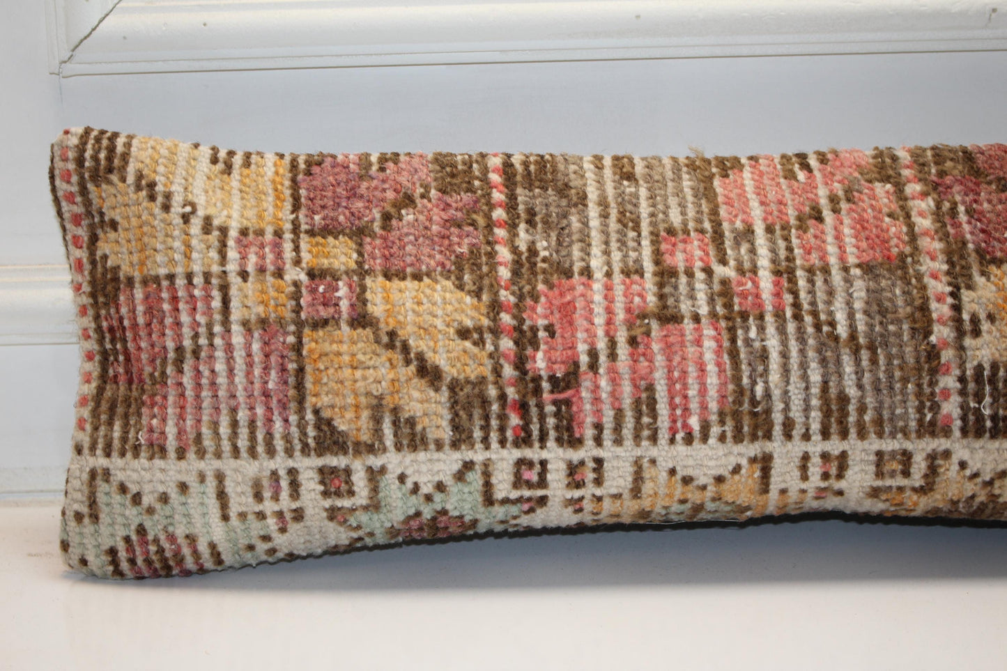 Patchwork Anatolian Kilim Cushion, Warm Boho Bench Sofa Decor