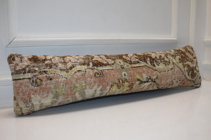 Floral Anatolian Kilim Cushion, Soft Neutral Boho Bench Decor
