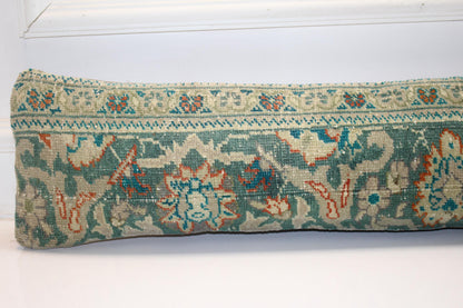 Floral Anatolian Kilim Cushion, Botanical Boho Bench Sofa Accent
