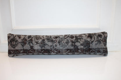 Monochrome Anatolian Kilim Cushion, Dark Neutral Boho Bench Decor