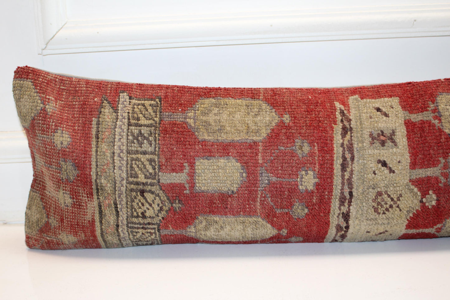 Geometric Anatolian Kilim Cushion, Bold Boho Bench Sofa Accent