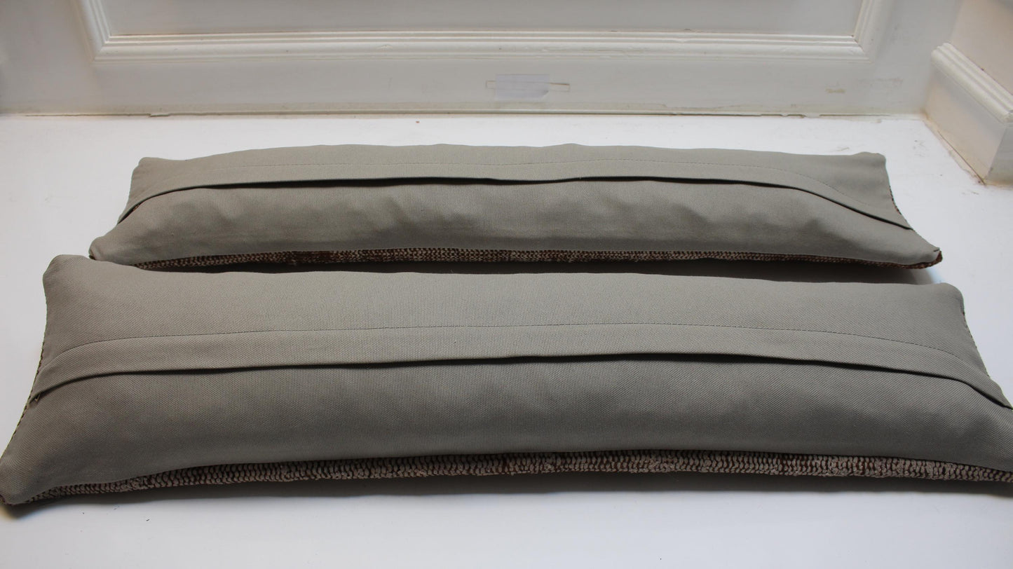 Set of 2 Vintage Turkish Kilim Lumbar Pillow Covers | Taupe Woven Cushions