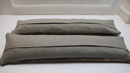 Set of 2 Vintage Turkish Kilim Lumbar Pillow Covers | Taupe Woven Cushions
